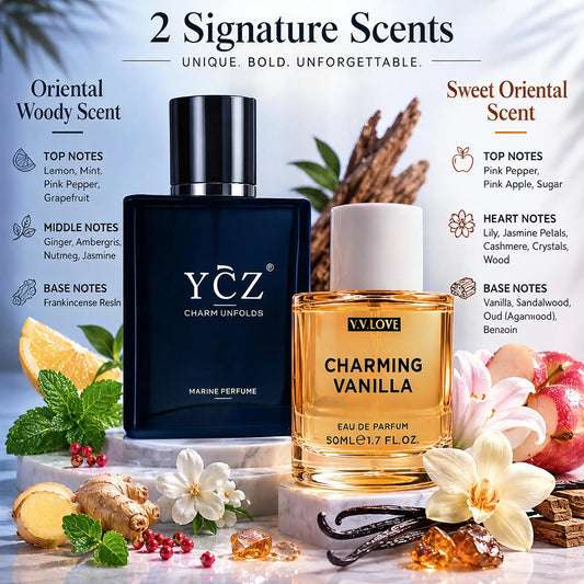 YCZ Men's Perfume,2pcs| /1.7oz*2  cologne for-Long Lasting，Oriental Woody Scent+Soft woody-floral scent， Ideal Special Occasions, Making it the Ideal gentlemen’s Gift