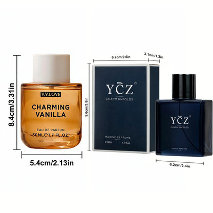 YCZ Men's Perfume,2pcs| /1.7oz*2  cologne for-Long Lasting，Oriental Woody Scent+Soft woody-floral scent， Ideal Special Occasions, Making it the Ideal gentlemen’s Gift