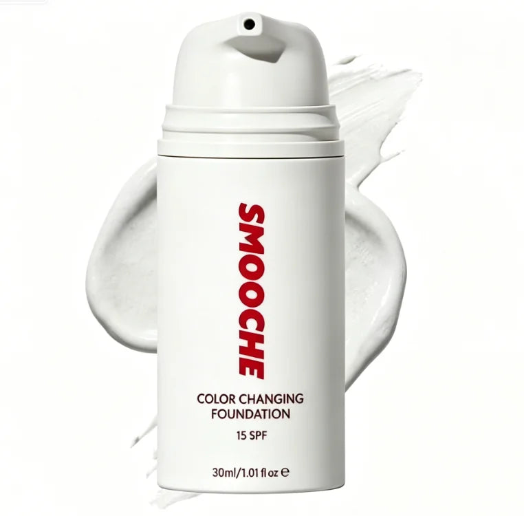 30ml SMOOCHE Color Changing Foundation - Self-Adjusting Shade, Covers Imperfections & Fine Lines for Flawless Natural Look