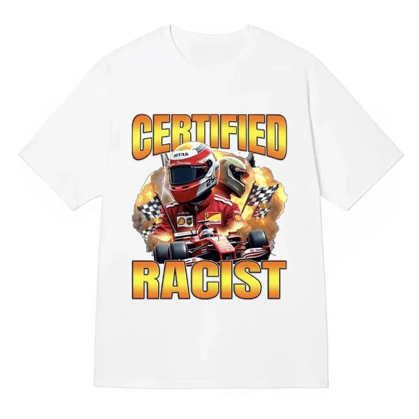 Professional Certified Racist European and American Creative Oversized Pure Cotton Short-sleeved T-shirt Men's High Quality Top
