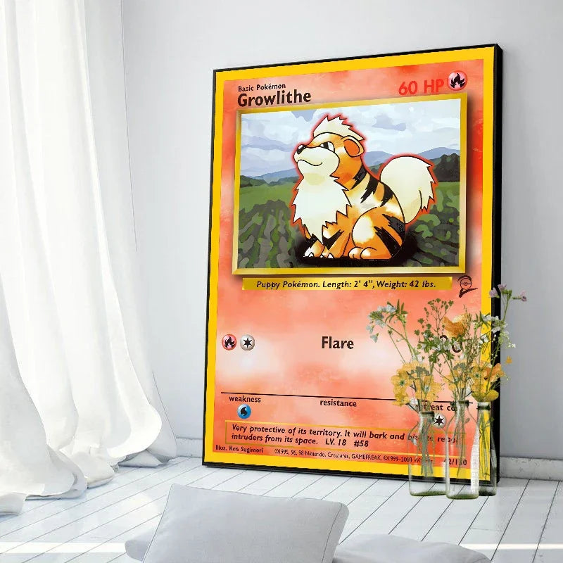 Pokemon Basis Set 1996 Jaar Engels Kaarten Shining Canvas Painting Poster Print Watercolor Wall Art Picture Home Decor Gifts