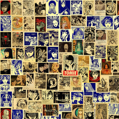 110Pcs Tomie Retro Poster Mini Stickers DIY Decor For Phone Notebook Journal Ornament AnimeWorlds Store