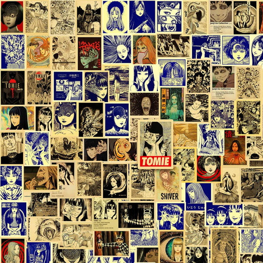 110Pcs Tomie Retro Poster Mini Stickers DIY Decor For Phone Notebook Journal Ornament AnimeWorlds Store
