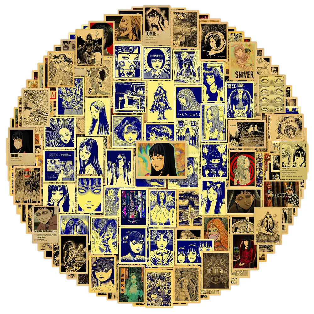110Pcs Tomie Retro Poster Mini Stickers DIY Decor For Phone Notebook Journal Ornament AnimeWorlds Store