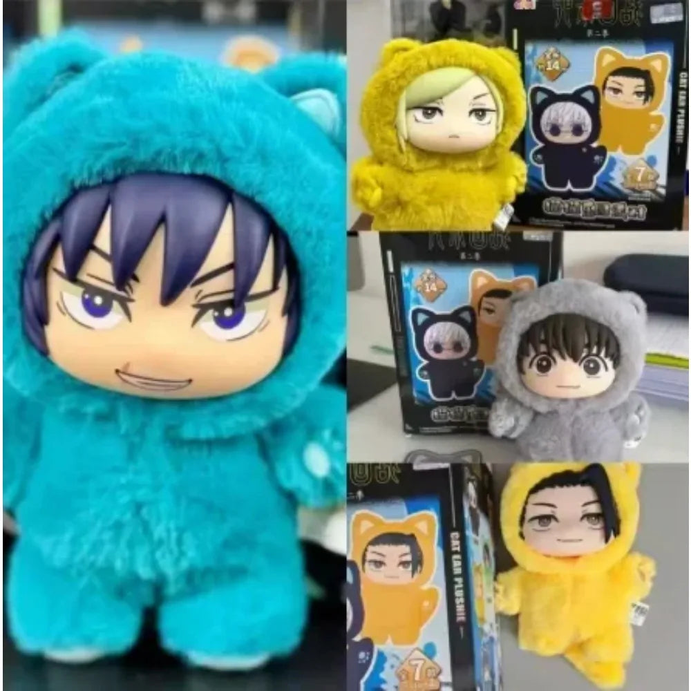 ujutsu Kaisen Gojo Satoru Plush Toy Cute Cat Ear Hoodie Stuffed Doll Anime Figure Collectible Gift for Fans
