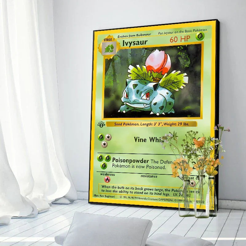 Pokemon Basis Set 1996 Jaar Engels Kaarten Shining Canvas Painting Poster Print Watercolor Wall Art Picture Home Decor Gifts