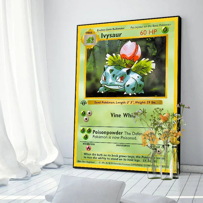 Pokemon Basis Set 1996 Jaar Engels Kaarten Shining Canvas Painting Poster Print Watercolor Wall Art Picture Home Decor Gifts