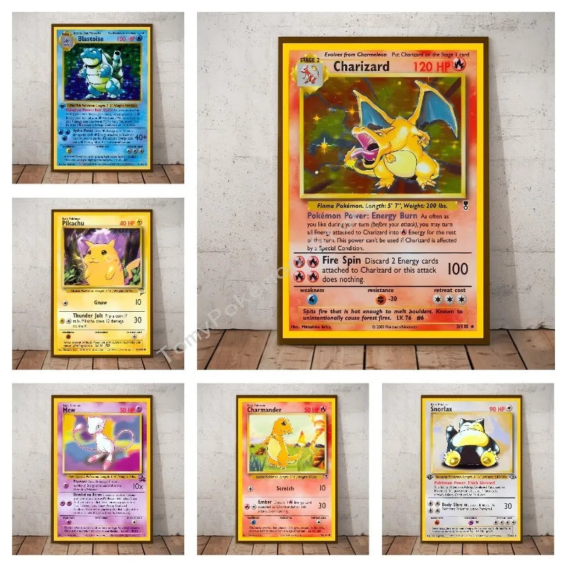 Pokemon Basis Set 1996 Jaar Engels Kaarten Shining Canvas Painting Poster Print Watercolor Wall Art Picture Home Decor Gifts