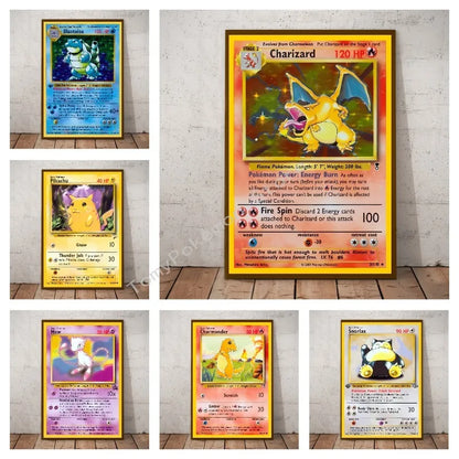 Pokemon Basis Set 1996 Jaar Engels Kaarten Shining Canvas Painting Poster Print Watercolor Wall Art Picture Home Decor Gifts
