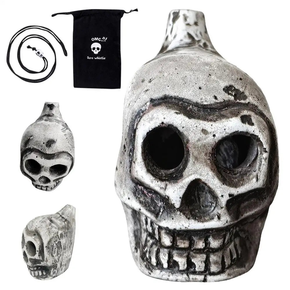 Authentic Aztec Death Whistle, Skull Human Scream Loud High Decibels for Rituals, Spooky Sounding Halloween Prop