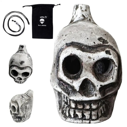 Authentic Aztec Death Whistle, Skull Human Scream Loud High Decibels for Rituals, Spooky Sounding Halloween Prop