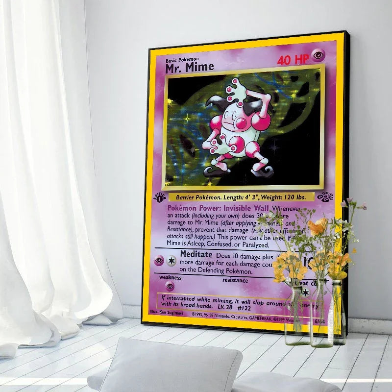 Pokemon Basis Set 1996 Jaar Engels Kaarten Shining Canvas Painting Poster Print Watercolor Wall Art Picture Home Decor Gifts