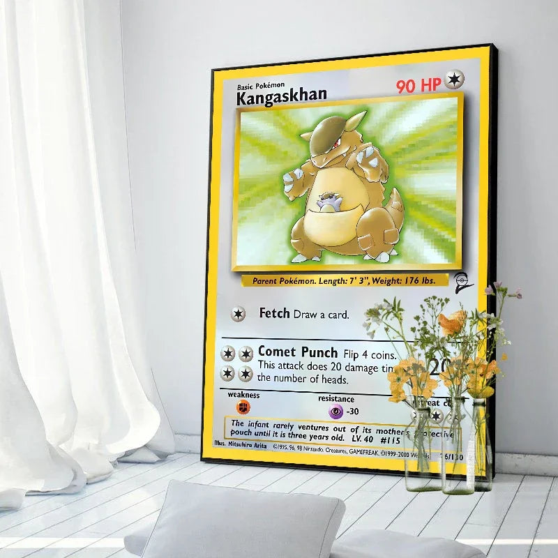 Pokemon Basis Set 1996 Jaar Engels Kaarten Shining Canvas Painting Poster Print Watercolor Wall Art Picture Home Decor Gifts