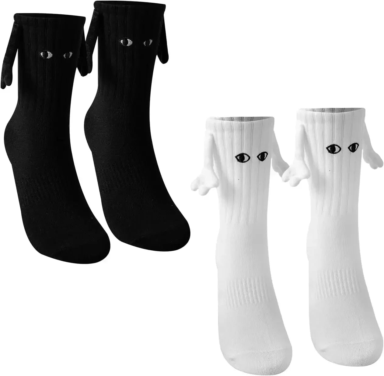 Funny Matching Couple Socks Instagrammable Magnetic Hand Hold Mid Calf Set for Dating Couples BFFs Photo Prop