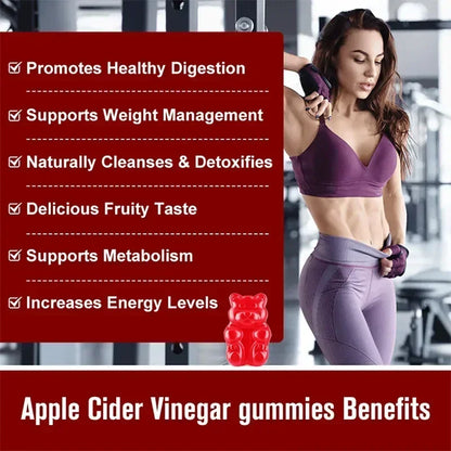 Apple Cider Vinegar Gummies 1200MG - Digestive Health Support Relieves Bloating and Constipation Burns Fat and Controls Weight