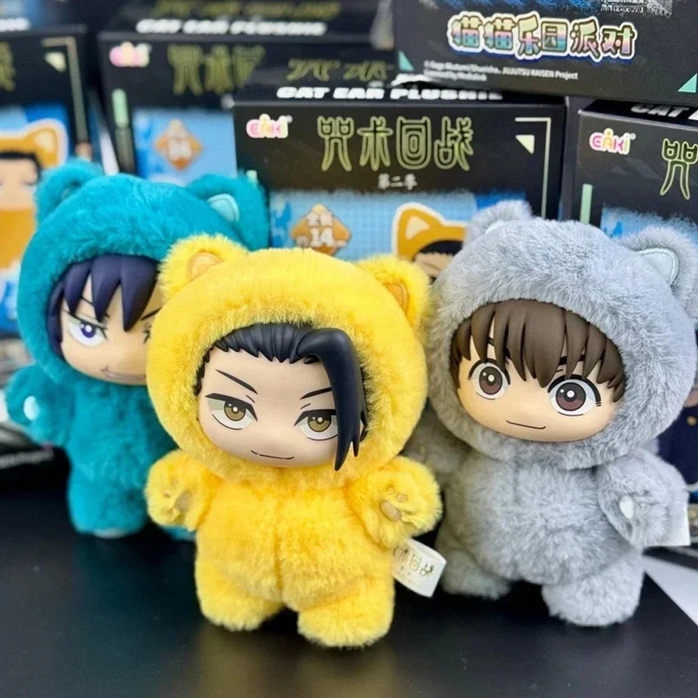 ujutsu Kaisen Gojo Satoru Plush Toy Cute Cat Ear Hoodie Stuffed Doll Anime Figure Collectible Gift for Fans
