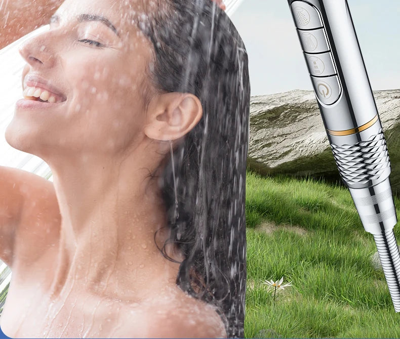 1pc Filtered Supercharged Shower Head Four-speed Adjustment With Water Seal Multi-functional Home Shower Bathroom Accessories