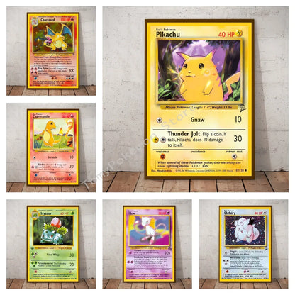 Pokemon Basis Set 1996 Jaar Engels Kaarten Shining Canvas Painting Poster Print Watercolor Wall Art Picture Home Decor Gifts