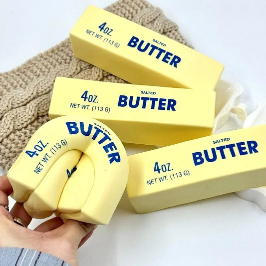 3-Piece/2-Piece/1-Piece Set of Ultra-Soft Butter-Shaped Slow-Rebound Sensory Toys, Sticky Butter Stick Squeeze Toys, Realistic Food Sensory Stress-Relief Toys, Party Favors - Strawberry and Butter Stick, 2 Types to Choose fro