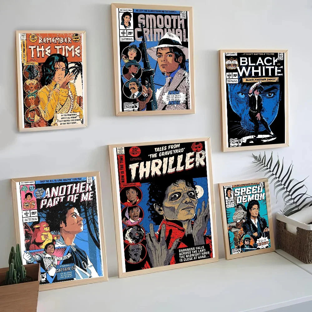 1PC Popular Singer M-Michael Dancer J- Jackson Classics Poster Self-adhesive Art Waterproof Paper Sticker Bar Room Wall Decor