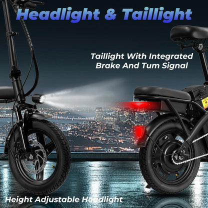 Adult Electric Bike, 20 MPH,560W Motor,48V Removable Battery,14inch Folding Electric Bike,Maximum 32 Miles,1Year Warranty Ebike