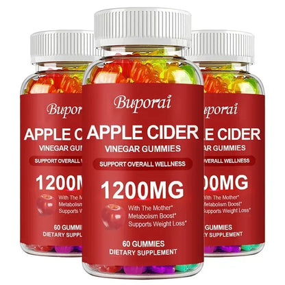 Apple Cider Vinegar Gummies 1200MG - Digestive Health Support Relieves Bloating and Constipation Burns Fat and Controls Weight