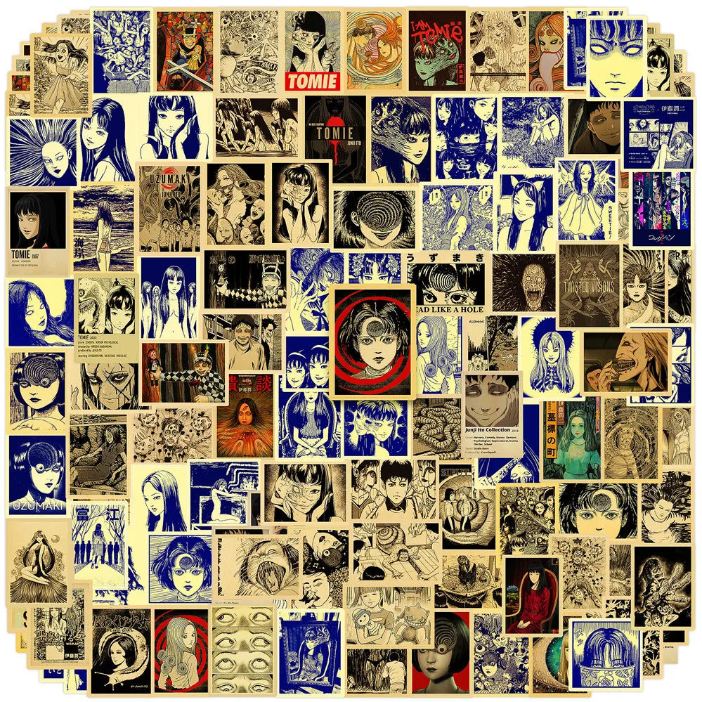 110Pcs Tomie Retro Poster Mini Stickers DIY Decor For Phone Notebook Journal Ornament AnimeWorlds Store