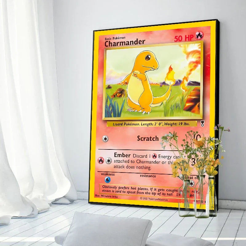 Pokemon Basis Set 1996 Jaar Engels Kaarten Shining Canvas Painting Poster Print Watercolor Wall Art Picture Home Decor Gifts