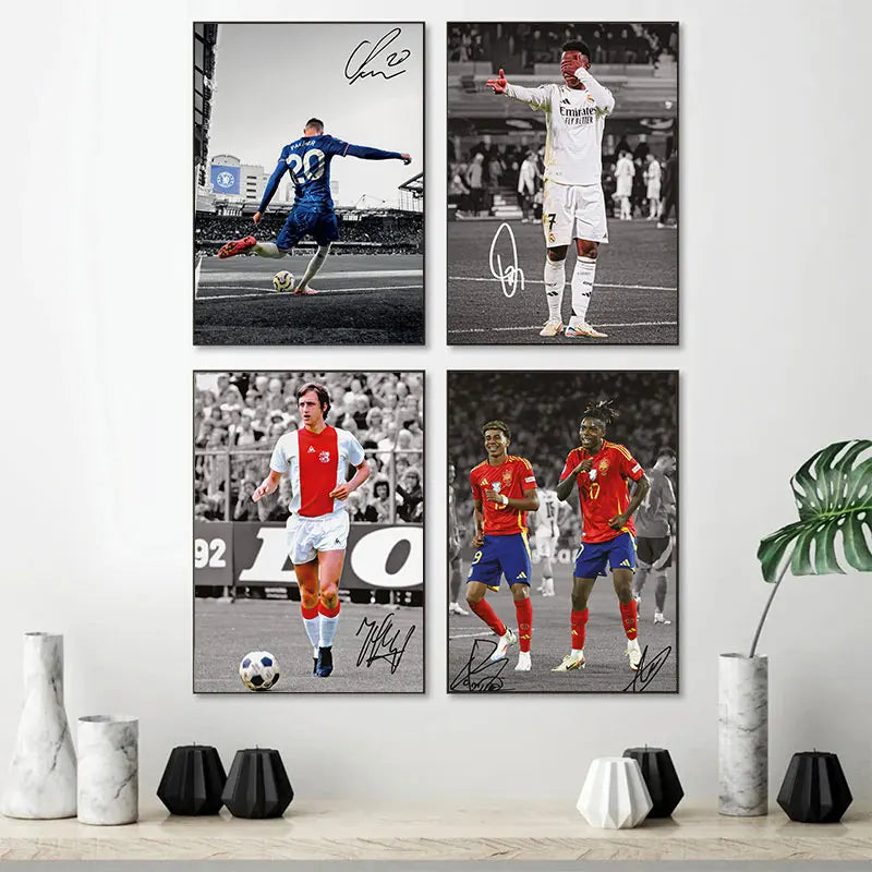 Star Athletes On the Football Field Poster Super Moment Colour Canvas Painting Wall Art Picture Living Room Home Decor Fan Gifts