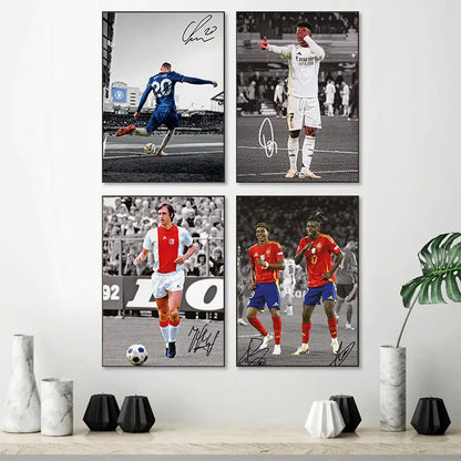 Star Athletes On the Football Field Poster Super Moment Colour Canvas Painting Wall Art Picture Living Room Home Decor Fan Gifts