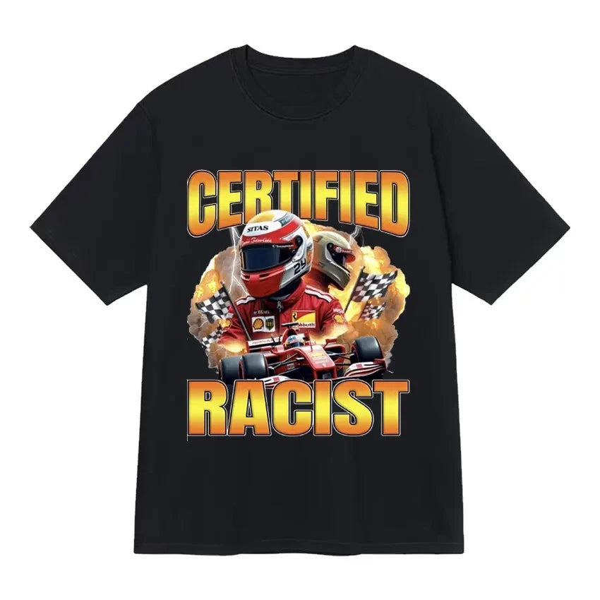 Professional Certified Racist European and American Creative Oversized Pure Cotton Short-sleeved T-shirt Men's High Quality Top