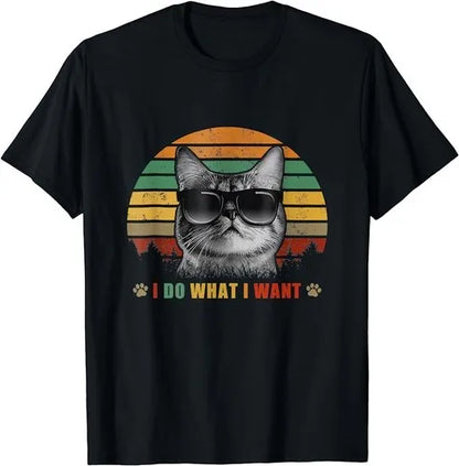 NEW LIMITED Vintage Cat I do what I want cat funny Cat Lover T-Shirt
