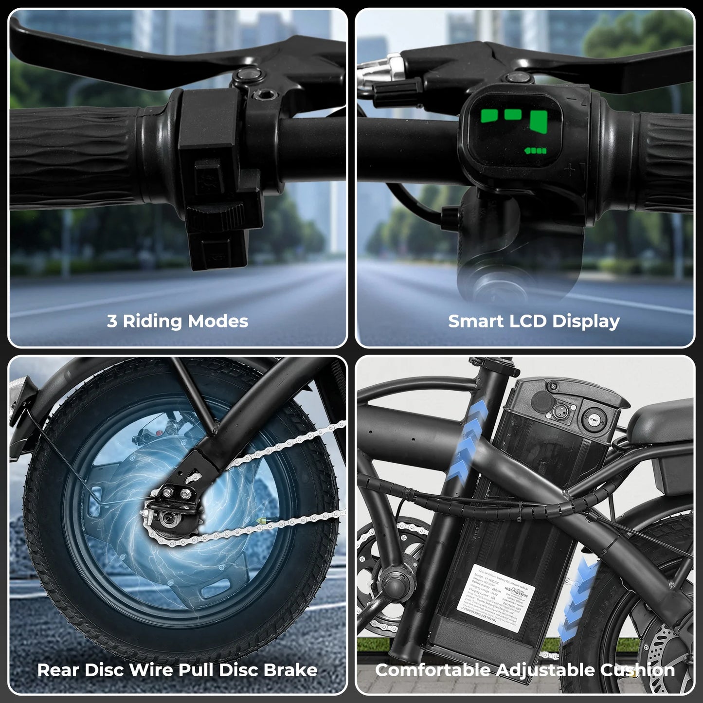 Adult Electric Bike, 20 MPH,560W Motor,48V Removable Battery,14inch Folding Electric Bike,Maximum 32 Miles,1Year Warranty Ebike