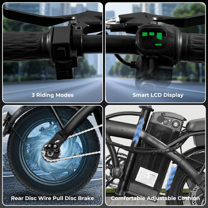 Adult Electric Bike, 20 MPH,560W Motor,48V Removable Battery,14inch Folding Electric Bike,Maximum 32 Miles,1Year Warranty Ebike