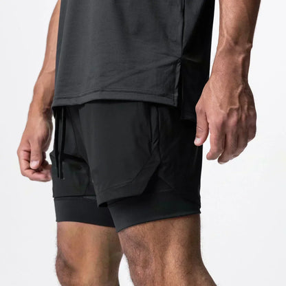 Dragon Ball Men's Double-layer Shorts Son Goku Summer Japanese Anime Fake Two-piece Sports Fitness Quick-drying Shorts