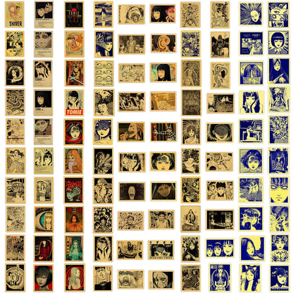 110Pcs Tomie Retro Poster Mini Stickers DIY Decor For Phone Notebook Journal Ornament AnimeWorlds Store
