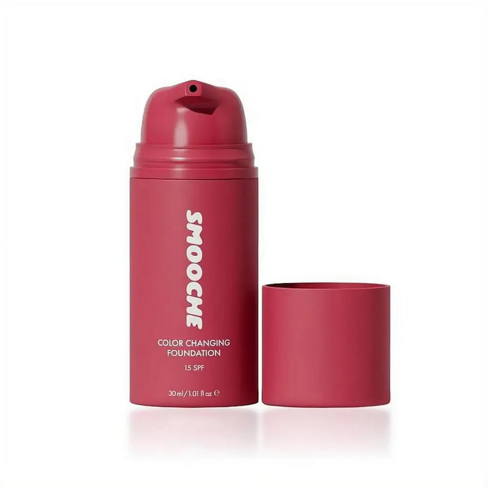 30ml SMOOCHE Color Changing Foundation - Self-Adjusting Shade, Covers Imperfections & Fine Lines for Flawless Natural Look