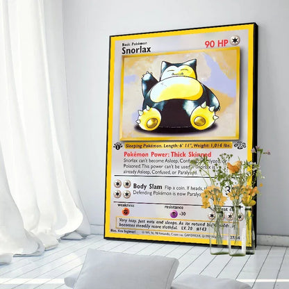 Pokemon Basis Set 1996 Jaar Engels Kaarten Shining Canvas Painting Poster Print Watercolor Wall Art Picture Home Decor Gifts