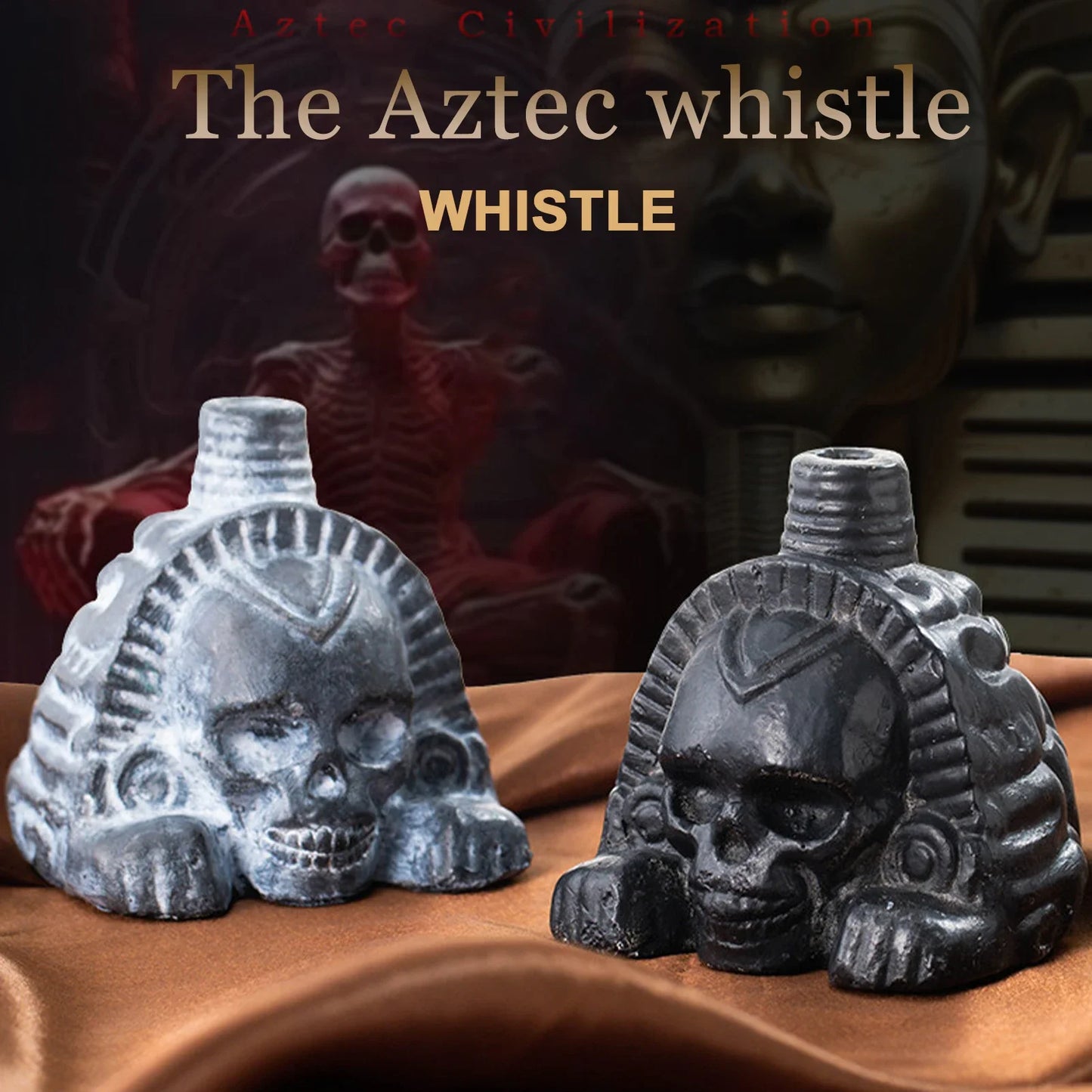 Aztec Death Whistle Spookys Aztec Scary Death Whistle Ghost War Whistle Skull Head Toy Party Noise Prop Resin Halloween Toy Gift