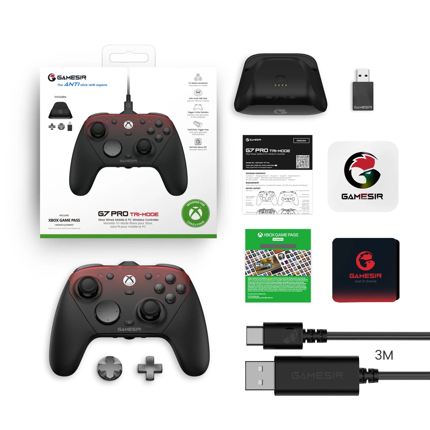 GameSir G7 Pro Xbox Series X|S Controller with TMR Sticks, Hall Effect Triggers, Magnetic Faceplates, Gyro, Smart Charging Dock