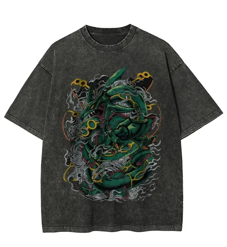 Pokemon Red 1995 Game Freak Retro T Shirt Men 2026 Summer Vintage Acid Wash Oversized Tee Anime Streetwear