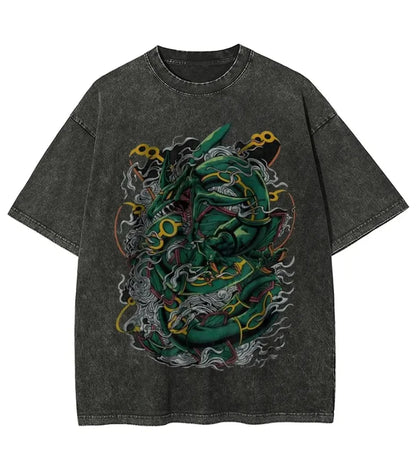 Pokemon Red 1995 Game Freak Retro T Shirt Men 2026 Summer Vintage Acid Wash Oversized Tee Anime Streetwear
