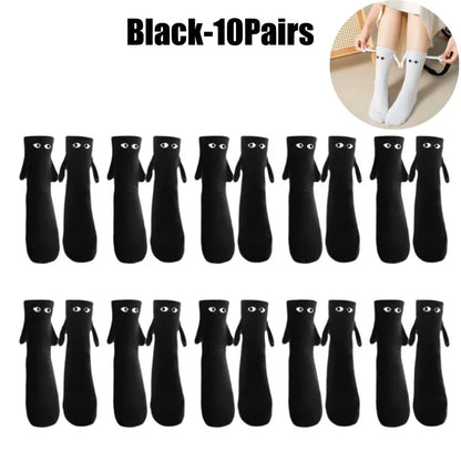 Funny Matching Couple Socks Instagrammable Magnetic Hand Hold Mid Calf Set for Dating Couples BFFs Photo Prop