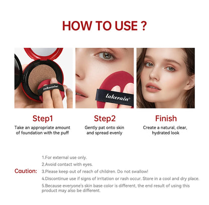 Korean Air Cushion Foundation Natural Moisturizing Coverage 72H Wear Semi-Matte Finish Foundation Women Long-lasting Makeup Base