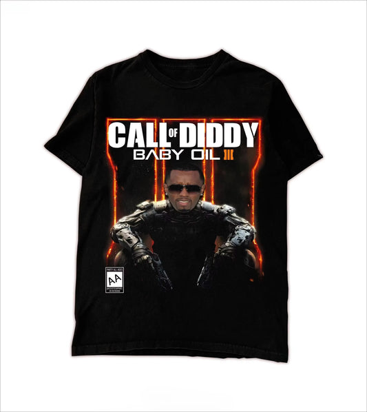Call of Diddy Baby Oil Funny Meme T Shirt Men Women Casual Cotton Streetwear Short Sleeve Tops Tee