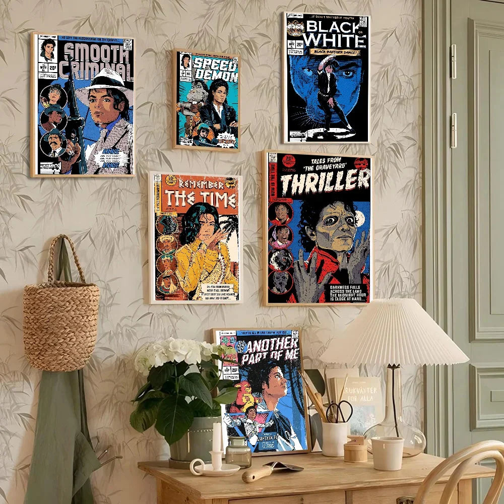 1PC Popular Singer M-Michael Dancer J- Jackson Classics Poster Self-adhesive Art Waterproof Paper Sticker Bar Room Wall Decor