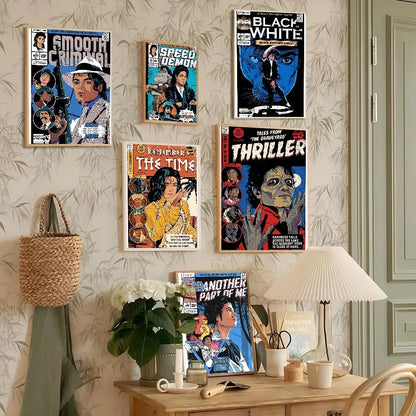 1PC Popular Singer M-Michael Dancer J- Jackson Classics Poster Self-adhesive Art Waterproof Paper Sticker Bar Room Wall Decor