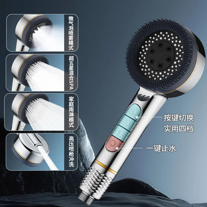 1pc Filtered Supercharged Shower Head Four-speed Adjustment With Water Seal Multi-functional Home Shower Bathroom Accessories
