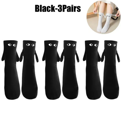 Funny Matching Couple Socks Instagrammable Magnetic Hand Hold Mid Calf Set for Dating Couples BFFs Photo Prop