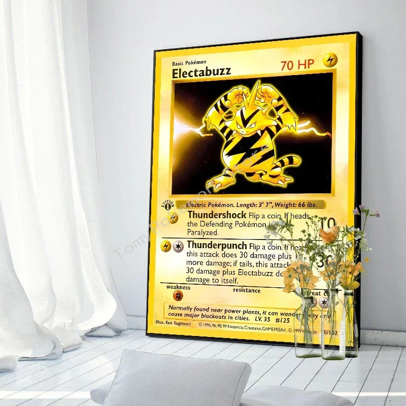 Pokemon Basis Set 1996 Jaar Engels Kaarten Shining Canvas Painting Poster Print Watercolor Wall Art Picture Home Decor Gifts